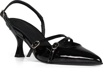 Alohas Womens Slingback Pumps Joelle Black Patent Leather High Heel Shoes