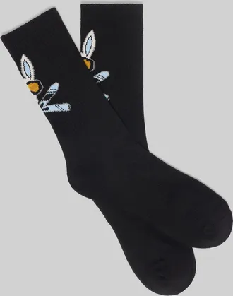 Psycho Bunny Mens Indigo Icon Bunny Sport Sock 001 BLACK / O/S