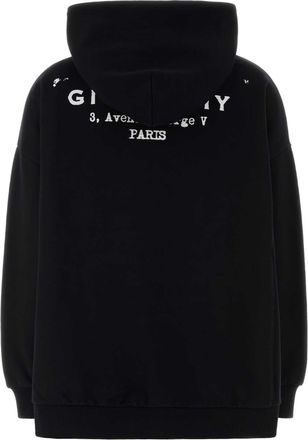 Givenchy Womens Logo-Embroidered Cotton Hoodie Black Sweater