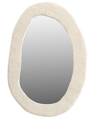 BIDKhome Bidkhome Paper Mache Off-White Round Mirror