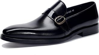 Generic Loafers for Men Simple Breathable Burnished Toe Penny Loafers Faux Leather Comfortable Flat Heel Anti-Slip Fashion Slip On(5.5 UK) Black