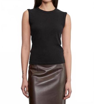 Enza Costa Sleeveless Crew Top In Black