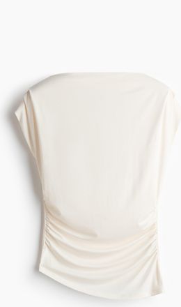 H&M Drapiertes Shirt mit U-Boot-Ausschnitt - White