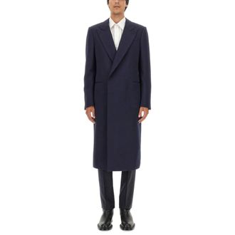 Alexander McQueen Jassen, Heren, Blauw, L, Wol, Wollen Double-Breasted Jas