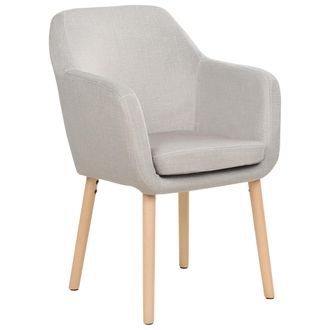 Beliani Beliani - Silla De Comedor Cl&aacute;sica Tapizada En Terciopelo Gris Pardo Con Reposabrazos Patas De Madera Yorkville Ii