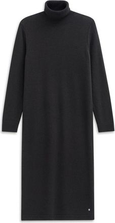 Bugatti Kleedjes, Dames, Zwart, L, Wol, Gebreide trui jurk met hoge kraag