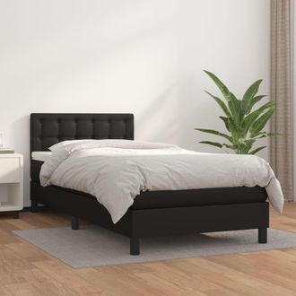 vidaXL Vidaxl - Cama Box Spring Con Colch&oacute;n Cuero Sint&eacute;tico Negro 100x200 Cm
