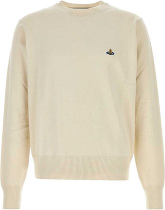 Vivienne Westwood Minimalist Light Beige Sweater with Ribbed Details
