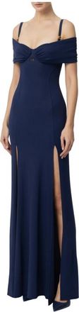 Elisabetta Franchi Blauwe Avondjurk met Corset Stijl - Dames - Maxi kleedjes - Blauw - S - Kleedjes
