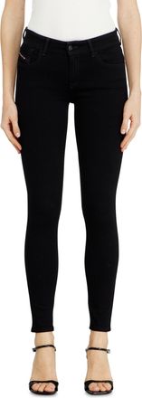 Diesel Skinny Jeans Regular Waist 2017 Slandy, Black/Dark grey, Zip fly