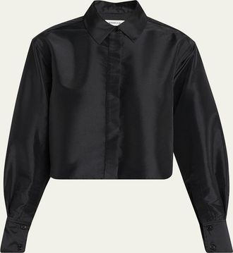 SIMKHAI Renata Cropped Satin Blouse