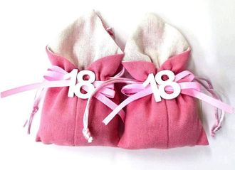 Trade Shop Trade Shop - Set 12pz Sacchetto Rosa Numero 18 Anni Juta 10x13cm Bomboniera Portaconfetti