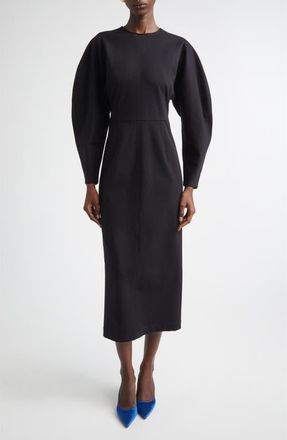 Carolina Herrera Arc Sleeve Midi Dress in Black at Nordstrom, Size X-Small