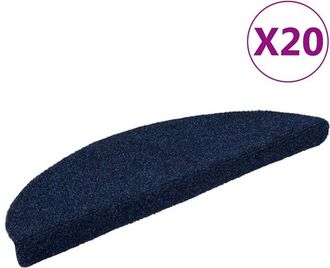 vidaXL Vidaxl - Felpudos Autoadhesivos Para Escaleras, 20 Unidades, 56 X 17 X 3 Cm, Color Azul Marino, Semicirculares