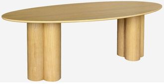 Sweeek Mesa De Comedor Ovalada De Madera De Hevea Para 8 Personas, 220cm