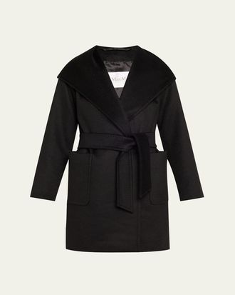 Max Mara Rialto Camel Hair Belted Short Hooded Coat