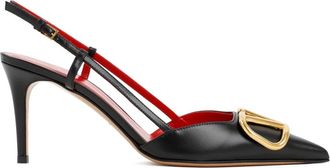 Valentino Garavani Schoenen, Dames, Zwart, 38 1/2 EU, Leer, VLogo Signature Slingback Pump