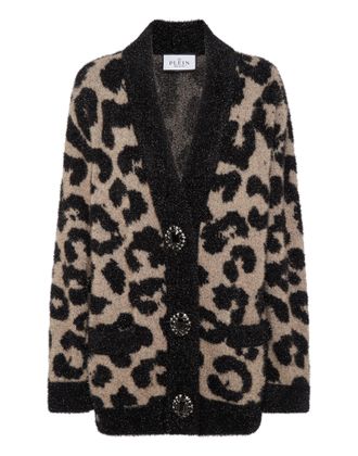 Philipp Plein Lurex Cardigan Leopard