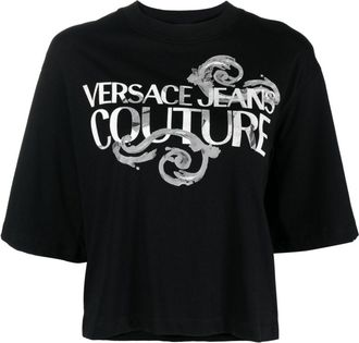 Versace Jeans Couture logo-print cotton T-shirt - women - Cotton - S - Black