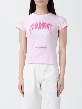 Ganni T-shirts in cotone con logo e stampa Ganni