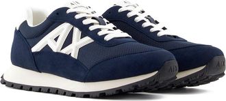A|X Armani Exchange Mens Side Geometric Logo Motifs Sneaker, Navy Off, 9.5 UK