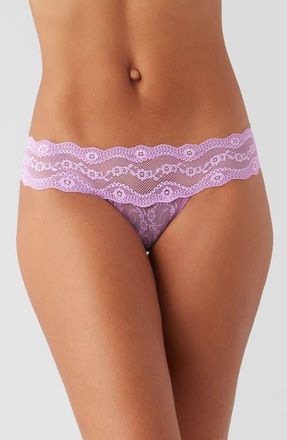 b.tempt'd by Wacoal b.temptd by Wacoal Lace Kiss Thong in Smoky Grape at Nordstrom, Size X-Large