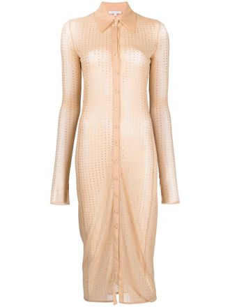 Patrizia Pepe Abito lungo chemisier dress - women - Elastane/glass/Polyamide - 0 - Neutrals