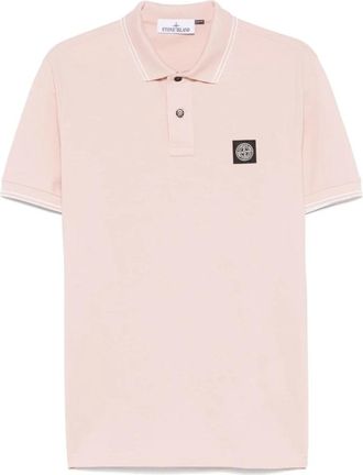 Stone Island Polo Shirts, male, Pink, Size: XL Pink Polo Shirt Short Sleeve