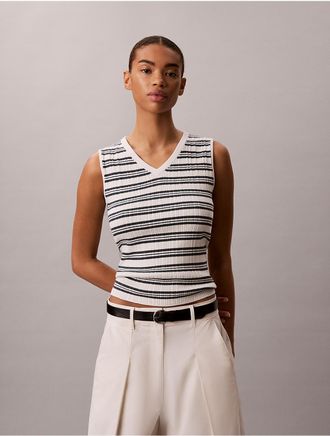 Calvin Klein Jeans Calvin Klein Womens Rib V-Neck Tank Top - Multi - XL