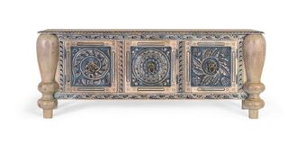 Giner&Colomer Aparador de teca maciza tallado a mano y patas torneadas resistentes