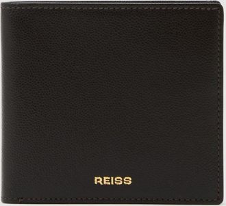 Reiss Dark Brown Micro-grain Leather Wallet