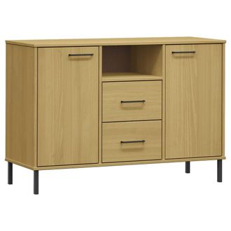 vidaXL Vidaxl - Zapatero Patas De Metal Oslo Madera Maciza Marr&oacute;n 113x40x77 Cm