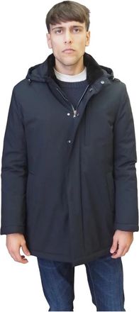 Barba Lange Gewatteerde Jas - Heren - Parka Jassen - Blauw - XL - Leer - Jassen