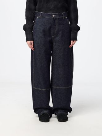 Tela Jeans wide leg in denim di cotone a vita alta con tasche America