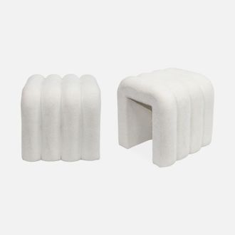 Sweeek Sweeek - Puff Contempor&aacute;neo De Tela, Set De 2, Ito, Blanco, 40x38x40 Cm