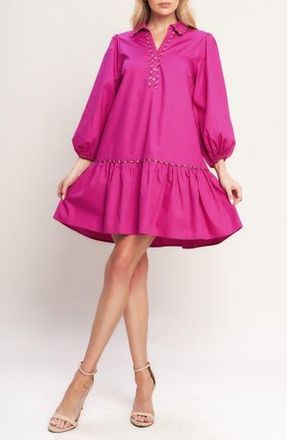 Flying Tomato Solid Ruffle Trim Cotton Minidress in Fuchsia at Nordstrom Rack, Size Medium