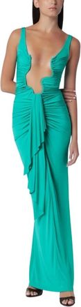 CHRISTOPHER ESBER Salacia Jersey Draping Jurk - Dames - Avondkleed - Groen - XS - Kleedjes
