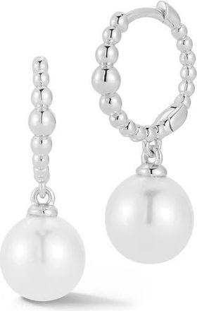 Glaze Jewelry Cultured Pearl Drop Huggie Hoop Earrings in Silver at Nordstrom Rack