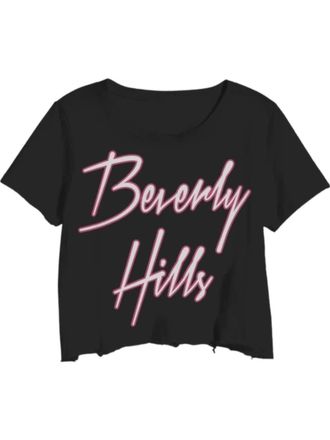 Prince Peter Womens Beverly Hills Logo Crop Tee In Black