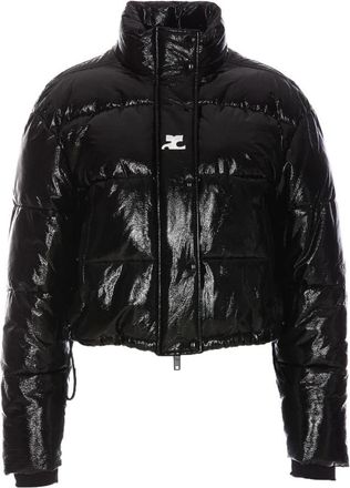 Courr&egrave;ges Vinyl Puffer Jacket - Dames - Gewatteerde jassen - Zwart - S - Jassen