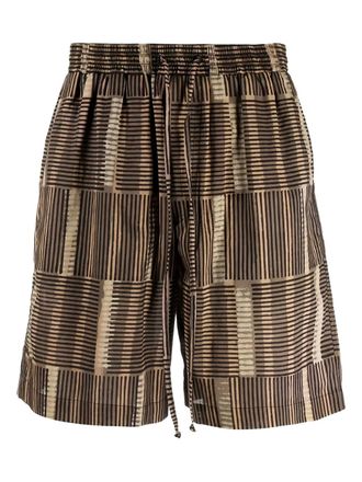 Nanushka Striped elasticated-waist Shorts - men - Cotton - S - Brown
