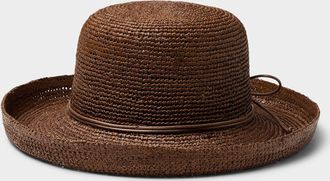 Simons Womens Rolled-hem raffia hat Exclusive collection from Italy