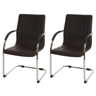 Hhg Hhg - Nunca Usado] Lote De 2 Sillones De Conferencia Samara, Silla De Visita Basculante, Marr&oacute;n
