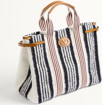 Valentino Garavani Borsa A Mano Valentino Garavani Antibes In Lana Uomo BIANCO/NAVY/TESTA DI MORO UNI