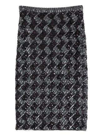 P.A.R.O.S.H. Rok met geometrisch patroon en pailletten - Grijs