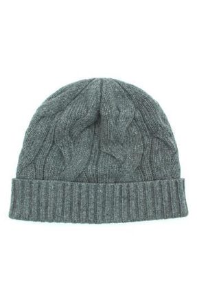 Portolano Cable Knit Cuff Cashmere Beanie in Medium Heather Grey at Nordstrom Rack