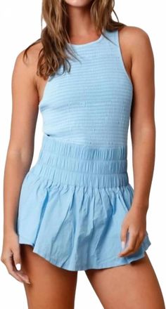 Peach Love California Womens Washed Sporty Romper In Blue