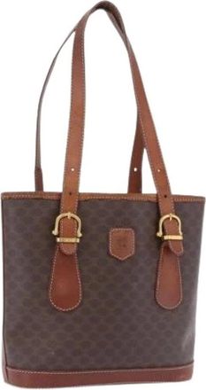 Celine Pre-owned Macadam Canvas Tote Bag - Dames - Vintage Shopper - Bruin - ONE Size - Leer - Vintage