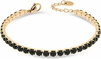 Freddy Bracciale Tennis in Acciaio Dorato con Gemme Nere