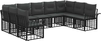vidaXL Conjunto De Sof&aacute;s De Exterior 9 Uds. Negro Y Gris Oscuro Vidaxl